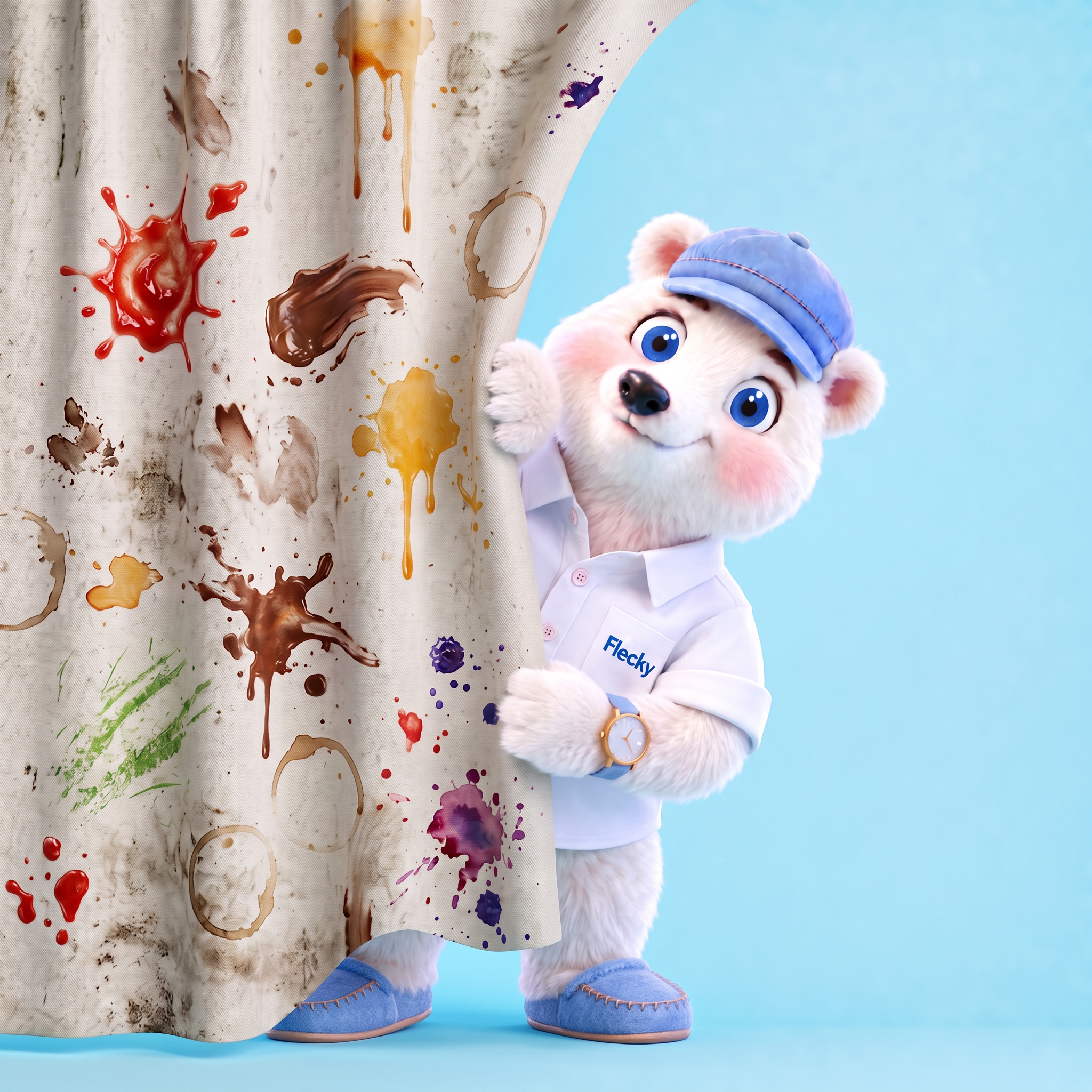 Flecky behind the stained curtain
